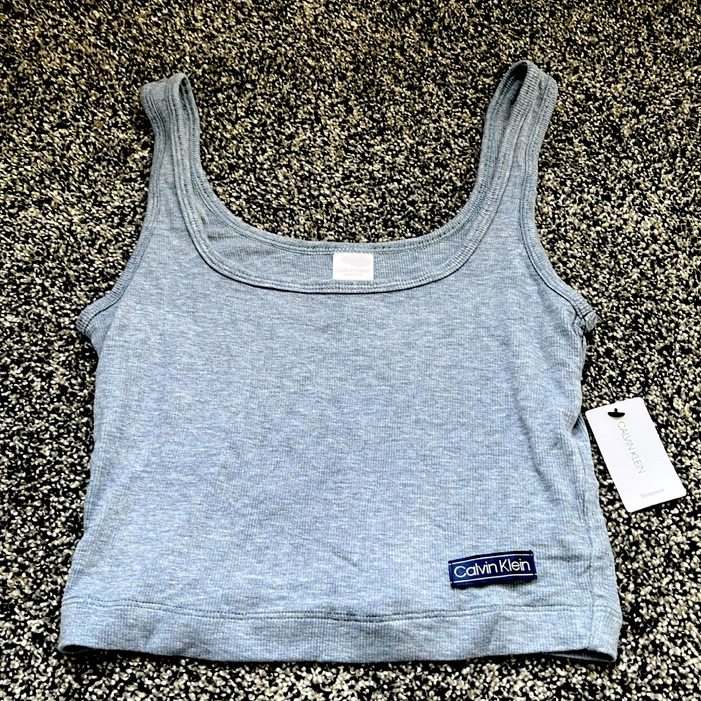 NWT Calvin Klein Pure Ribbed Tank in Grey - Picture 2 of 5